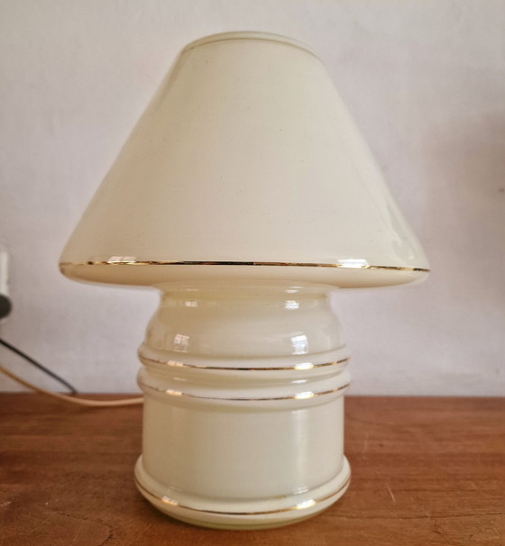 Image 1 of Massive Belgium, Vintage Glazen Mushroom Lamp