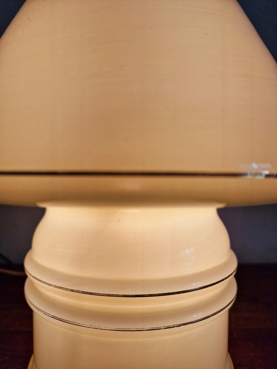 Image 1 of Massive Belgium, Vintage Glazen Mushroom Lamp