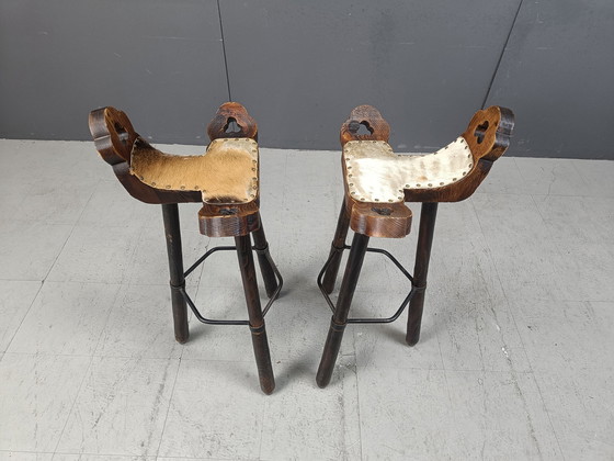 Image 1 of Set van 4 Brutalistische barkrukken, 1960S