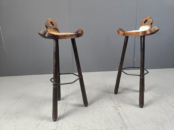 Image 1 of Set van 4 Brutalistische barkrukken, 1960S