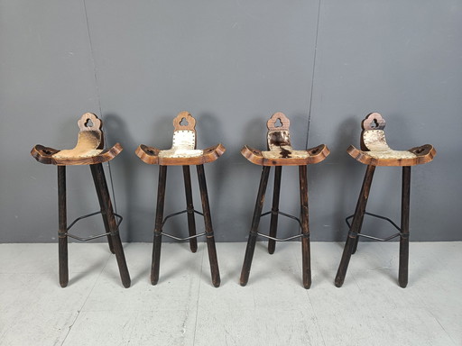 Set van 4 Brutalistische barkrukken, 1960S