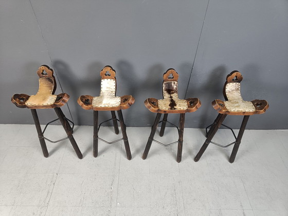 Image 1 of Set van 4 Brutalistische barkrukken, 1960S