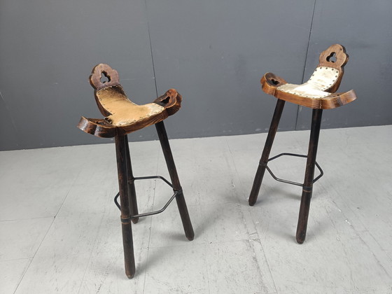 Image 1 of Set van 4 Brutalistische barkrukken, 1960S