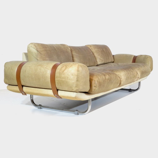 Mid Century Modern Lounge Sofa Bank In Leer, 1960S