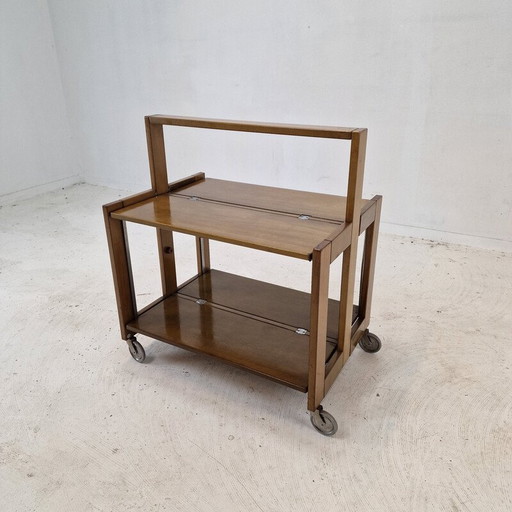 Vintage houten opvouwbare trolley van Carrello Tobia voor Ciatti, Italië 1960