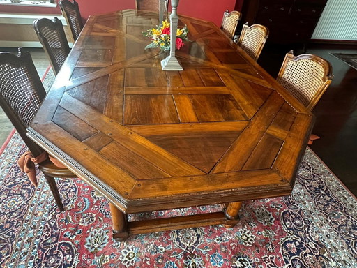 Vintage Eettafel Parquetterie