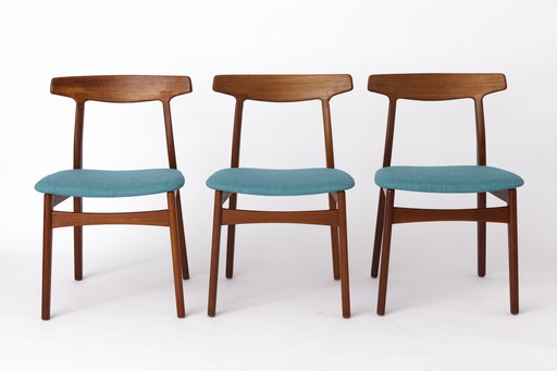 3 Eetkamerstoelen 1960S, Door Henning Kjaernulf Voor Bruno Hansen, Denemarken