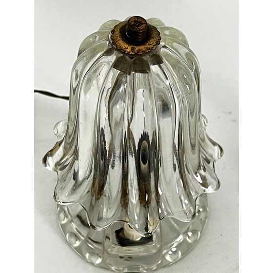 Image 1 of Paar vintage Murano glas en messing tafellampen van Ercole Barovier, 1940