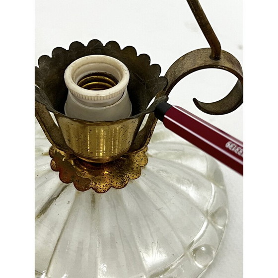 Image 1 of Paar vintage Murano glas en messing tafellampen van Ercole Barovier, 1940