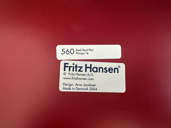 Image 1 of 4X Fritz Hansen ‘Vlinderstoelen’ (Arne Jacobsen) Series 7 Rood