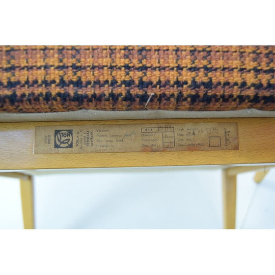 Image 1 of Paar vintage "ton" fauteuils in hout en stof, Tsjechoslowakije 1975