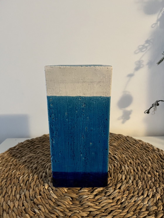 Image 1 of Bitossi vaas, keramiek blauw en wit, gesigneerd