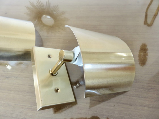 Image 1 of Paar verguld metalen bandeau wandlampen, Frankrijk, 1970