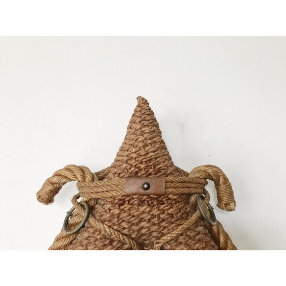 Image 1 of Vintage spiegel van leer en touw, 1950