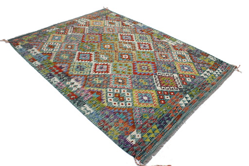 Originele oude stijl Kelim Afghan 248 X 183 Cm Top staat