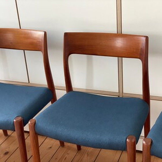 Image 1 of 4x Niels Møller teakhouten stoelen