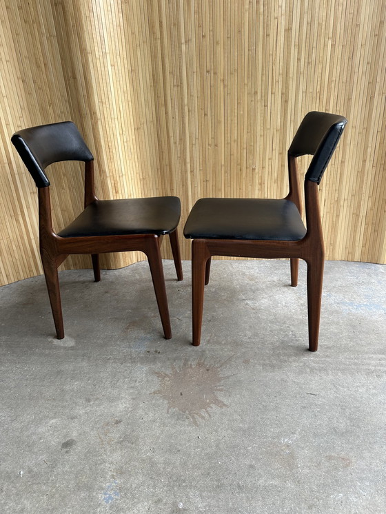 Image 1 of 2x Teak Majongg Stoel Skai Deens Design 1960S