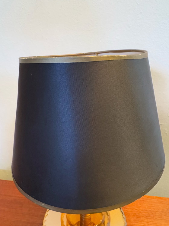 Image 1 of Kleine Art Deco Koperen Glazen Lamp