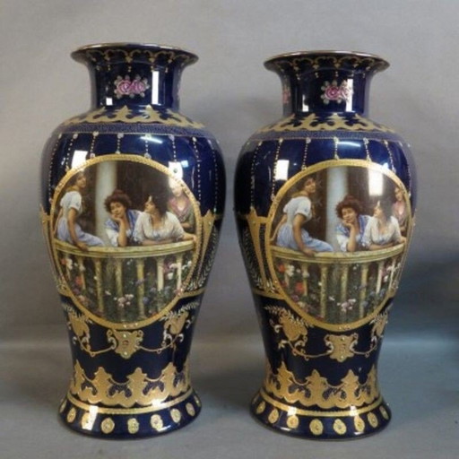 Paar vintage Art Nouveau vazen van Royal Limoges, 1900