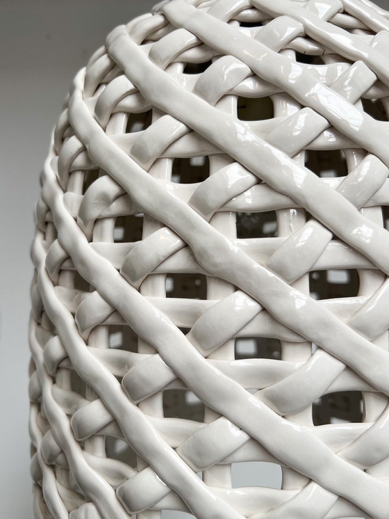 Image 1 of Porseleinen Woven Hanglamp van Pols Potten (Nieuw en per Stuk), Na 2000
