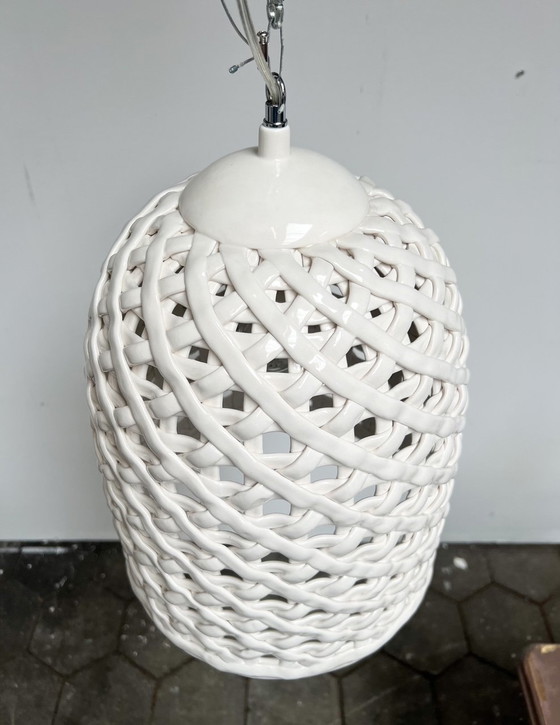 Image 1 of Porseleinen Woven Hanglamp van Pols Potten (Nieuw en per Stuk), Na 2000