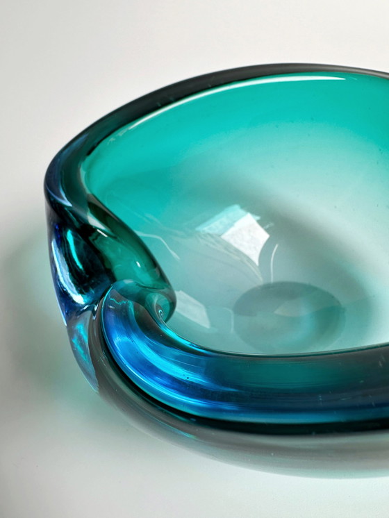 Image 1 of Vintage Murano asbak Seguso Flavio Poli Turquoise Mid Century 60s 70s