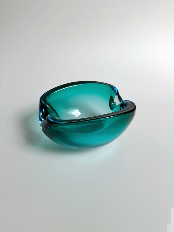 Image 1 of Vintage Murano asbak Seguso Flavio Poli Turquoise Mid Century 60s 70s