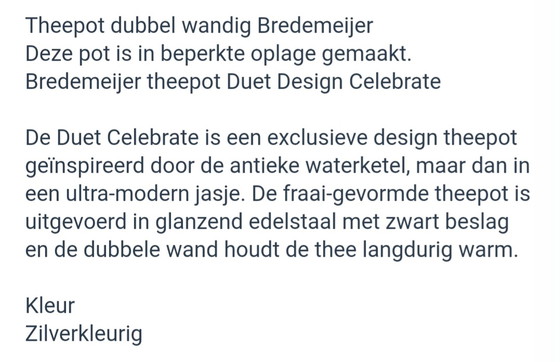 Image 1 of Bredemeijer theepot -Duet design celebrate