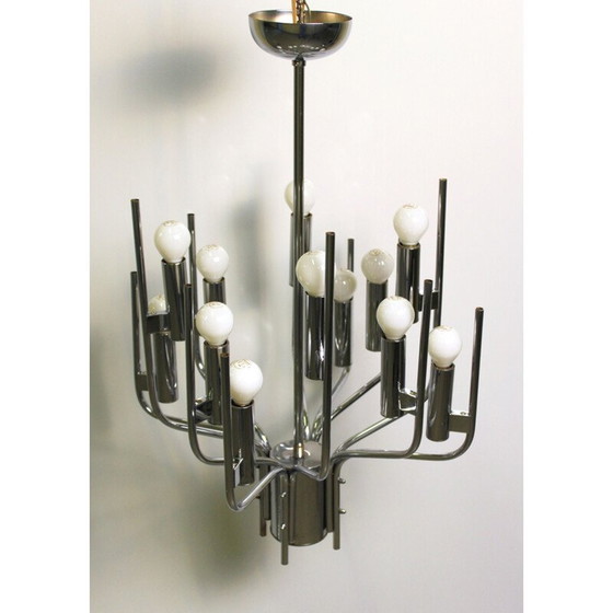 Image 1 of Vintage chromen kroonluchter van Gaetano Sciolari, 1970