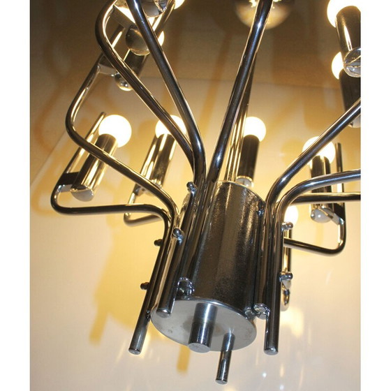 Image 1 of Vintage chromen kroonluchter van Gaetano Sciolari, 1970