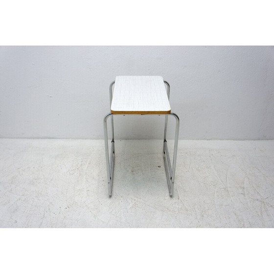 Image 1 of Vintage Bauhaus verchroomd bijzettafeltje, Tsjecho-Slowakije 1930