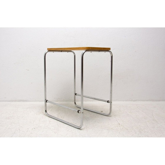 Image 1 of Vintage Bauhaus verchroomd bijzettafeltje, Tsjecho-Slowakije 1930