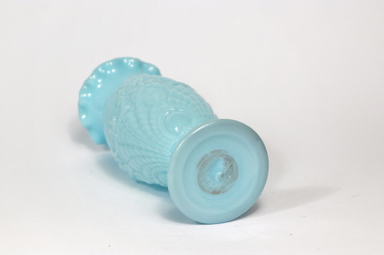 Image 1 of Vintage Vallérysthal Opaline Vaas Art Nouveau Glas Model 4597 in Celeste Blauw