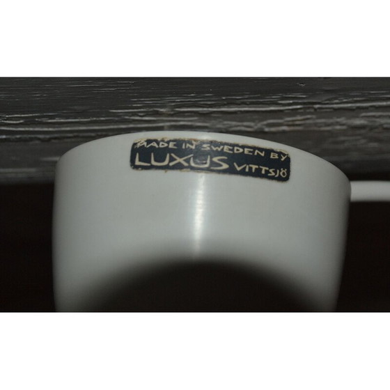 Image 1 of Paar vintage wit gelakte aluminium hanglampen van Uno en Östen Kristiansson voor Luxus, 1965