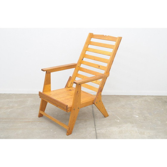 Image 1 of Paar vintage grenen houten fauteuils, 1970