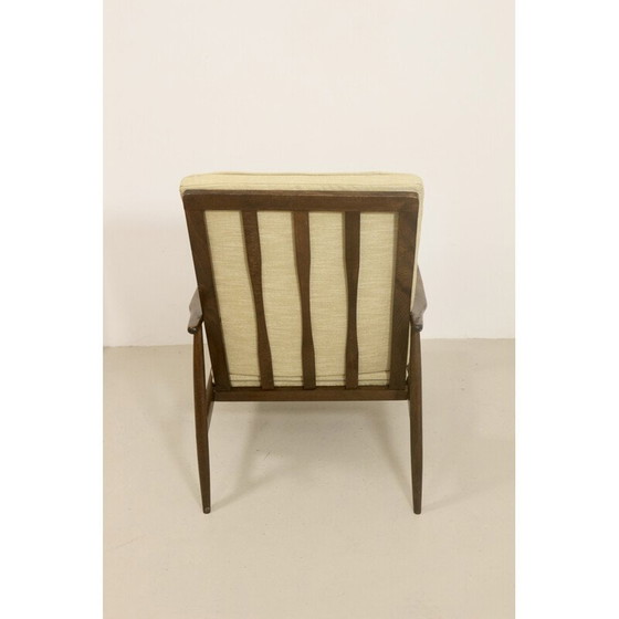 Image 1 of Scandinavische vintage fauteuil in beuken en beige stof, 1960