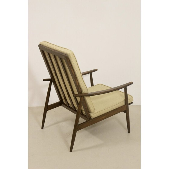 Image 1 of Scandinavische vintage fauteuil in beuken en beige stof, 1960