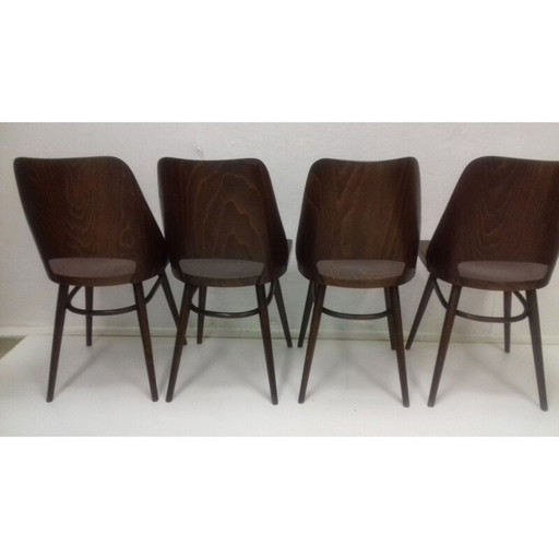 Set van 4 vintage stoelen voor Thonet in beukenhout 1960