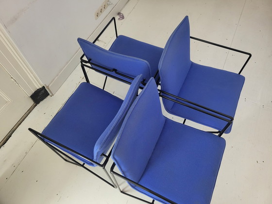 Image 1 of 4x Postmoderne blauwe stoelen