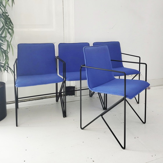 Image 1 of 4x Postmoderne blauwe stoelen