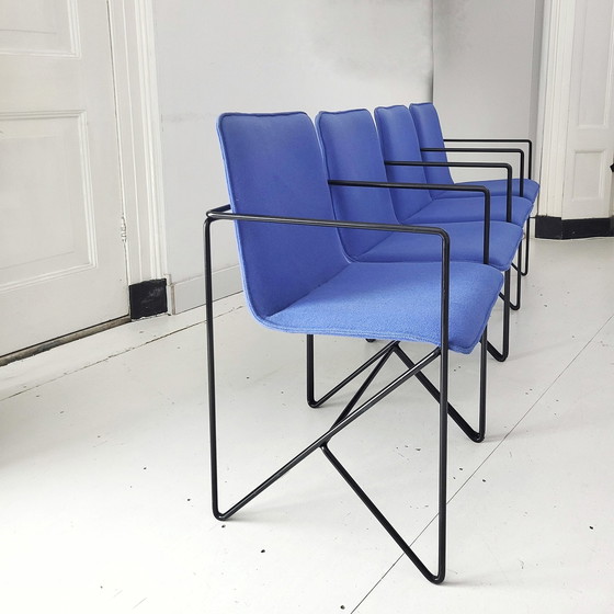 Image 1 of 4x Postmoderne blauwe stoelen