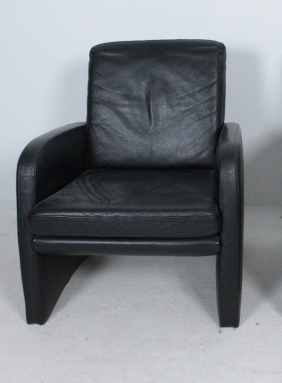 Image 1 of Vintage zwarte leren fauteuil