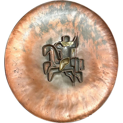 Vintage koperen paardenbord, Frankrijk