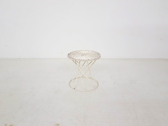 Image 1 of Vintage krukje van metaal en rotandraad