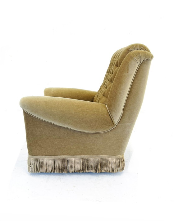 Image 1 of Velours fauteuil jaren ‘50