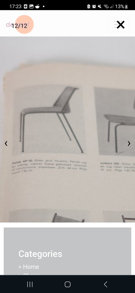 Image 1 of 3X Rieten Design Stoel - Herbert Hirsche Voor A. Polak 1950S