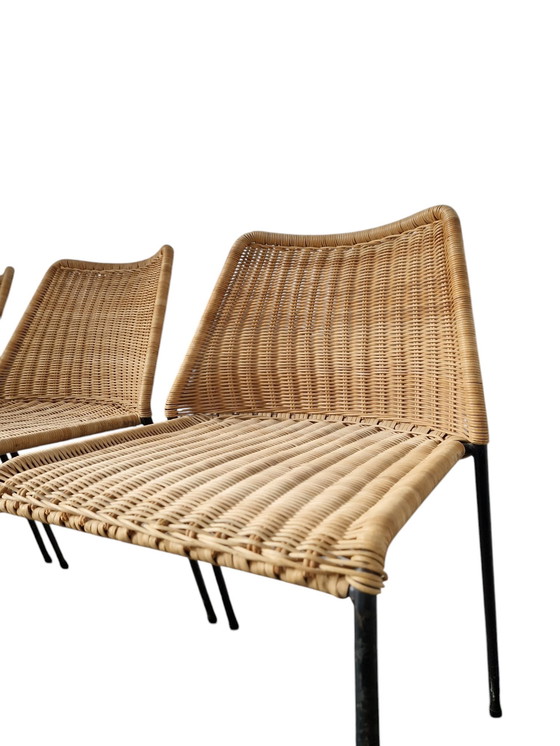 Image 1 of 3X Rieten Design Stoel - Herbert Hirsche Voor A. Polak 1950S