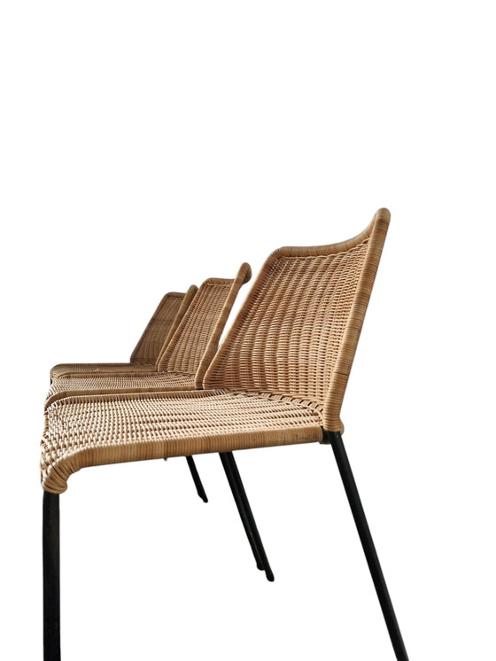 Image 1 of 3X Rieten Design Stoel - Herbert Hirsche Voor A. Polak 1950S