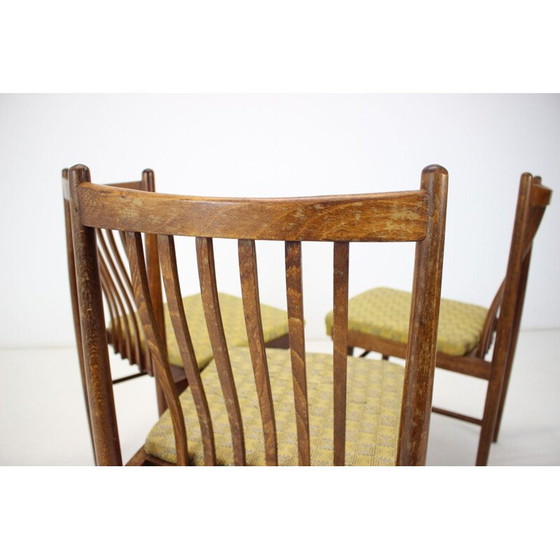 Image 1 of Set van 4 vintage houten eetkamerstoelen, Tsjecho-Slowakije 1970