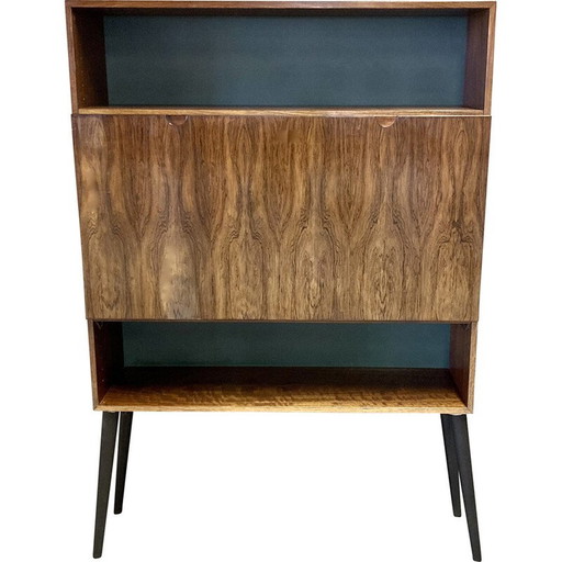 Scandinavisch vintage inklapbaar bureau in rozenhout, 1950